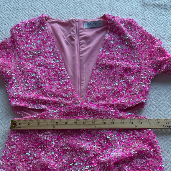 Petal+Pup Kelly Sequin Long Sleeve Cutout Velvet Cocktail Minidress Sz L - Picture 11 of 12